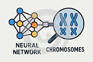Neural Network Analyzing Chromosomes Vector â AI, genetics, bioinformatics, technology, data, research, science