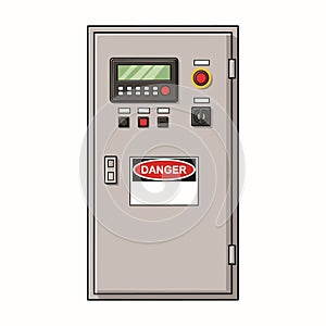 Industrial Control Panel with Danger Warning