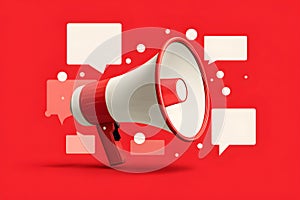 Clean vector of a loudspeaker (megaphone), modern graphic style, multiple empty rectangular boxes