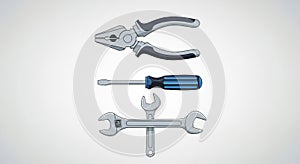 Cartoon Tools Set on White Background