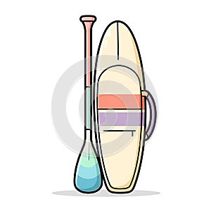 Stand Up Paddleboard and Paddle Illustration