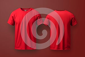 Clean and versatile red t-shirt mockup, front and back view Isolated