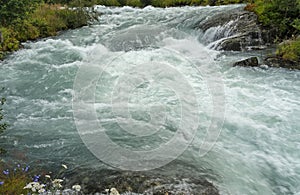 Clean water Briksdal glacier melting stream