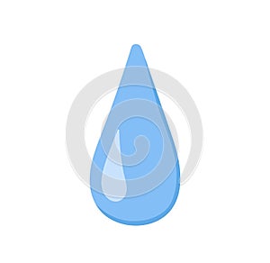 Clean water drop falling. Blue clear raindrop, rain symbol. Wet aqua blob, bubble element dripping down. Waterdrop, pure