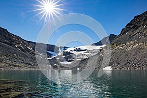 Clean water lake in Swedish mountains