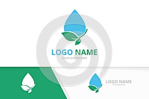 Clean water logo combination. Eco drop logotype design template.
