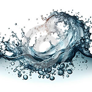 Clean water splash and splatters in water wave isolated on white background