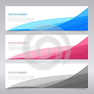 Clean wave banners set of three