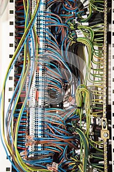 clean and well organized electrical connection panel in industry and construction of buildings