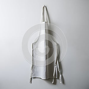 Clean white apron hanging neatly, symbolizing simplicity and functionality for culinary use