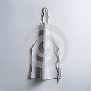 Clean white apron hanging neatly, symbolizing simplicity and functionality for culinary use