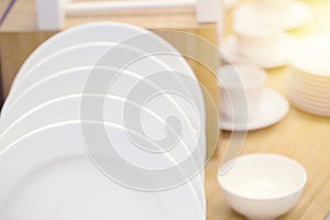 Clean white ceramic kitchen dish ware decorative