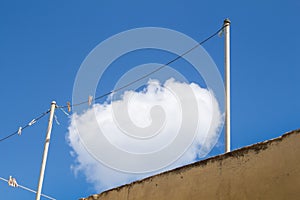 Clean white cloud on the clotheshorse photo