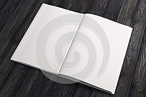 Clean white copybook on wooden desktop
