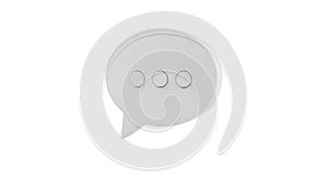 Clean white 3d chat bubble message icon with ellipsis symbol