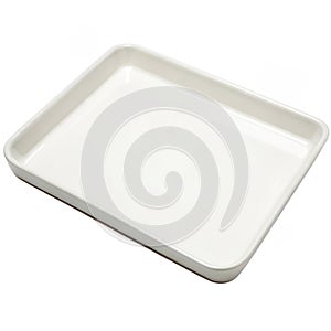 White empty tray isolated on white