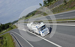 Clean white fuel truck