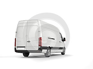 Clean white modern delivery van - back view