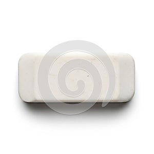 White Rectangular Eraser Isolated on White Background