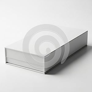 Simple White Rectangular Gift Box with Lid on White Background image photo