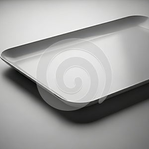 A clean white rectangular serving tray with gently rounded corners presented isolated on white background