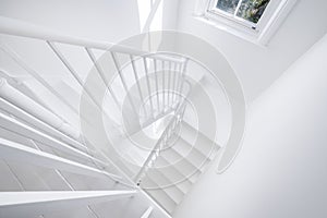 Clean white staircase