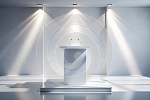 White table background podium stage