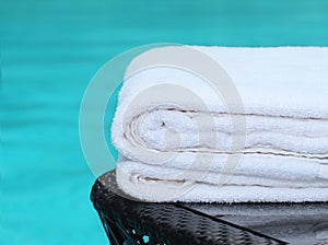 Clean white towel poolside