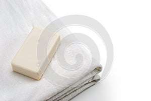 Clean White Towel with Soap