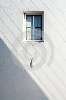 Window shadow drop on white wall background