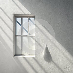 Window shadow drop on white wall background