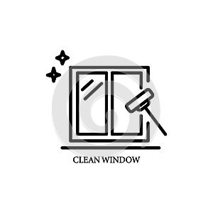 Clean window icon. Thin line clean window, car icon from cleaning collection. Outline vector isolated on white