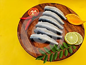 Cleaned and ready to cook fresh indian oil sardine photo