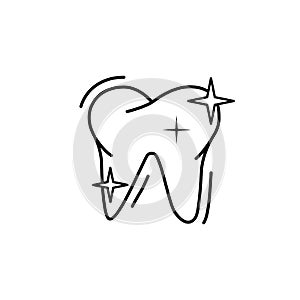 Cleaned tooth shining icon. Simple line, outline vector of dentistry icons for ui and ux, website or mobile application