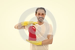 Cleaner advertising. detergent for cleaning home. Cleaning service and work concept. cleaning company staff. bottle of