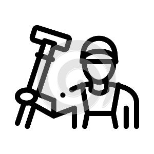 Cleaner with carpet brush icon vector outline illustration