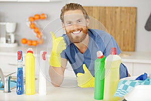 cleaner showing thumbs up