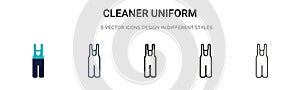 Cleaner uniform icon in filled, thin line, outline and stroke style. Vector illustration of two colored and black cleaner uniform