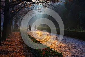 Cleaners in the early morning