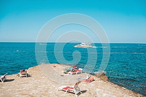 The cleanest beaches in the world. Paradise beach is a calm Sunny beach on the coastline. The seasonal landscape of Croatia