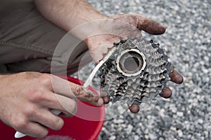 Cleaning bike parts