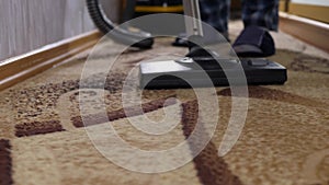 Cleaning Brown Carpet With Vacuum Cleaner