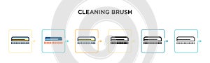 Cleaning brush vector icon in 6 different modern styles. Black, two colored cleaning brush icons designed in filled, outline, line