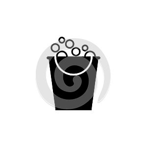Cleaning Bucket with Foam Flat Vector Icon