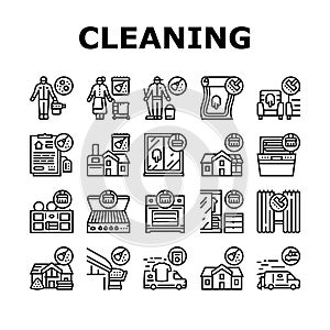 Cleaning Building And Equipment Icons Set Vector