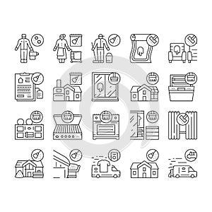Cleaning Building And Equipment Icons Set Vector .