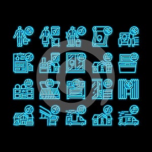 Cleaning Building And Equipment neon glow icon illustration