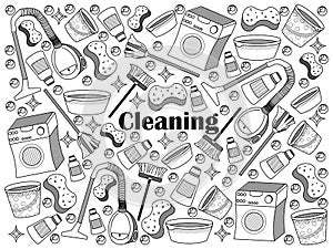 Cleaning colorless set vector illustration