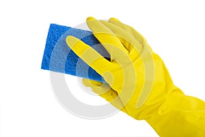 Cleaning conept hand cleaning glass window pane with detergent and wipe or rag