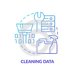 Cleaning data blue gradient concept icon